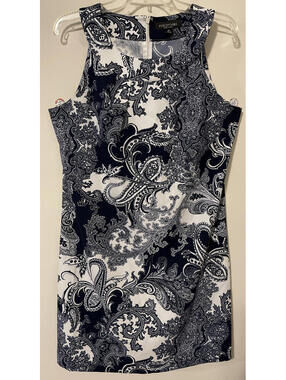 Perceptions New York Women Size 14 Blue Floral Sleeveless Knee Length Dress!M978